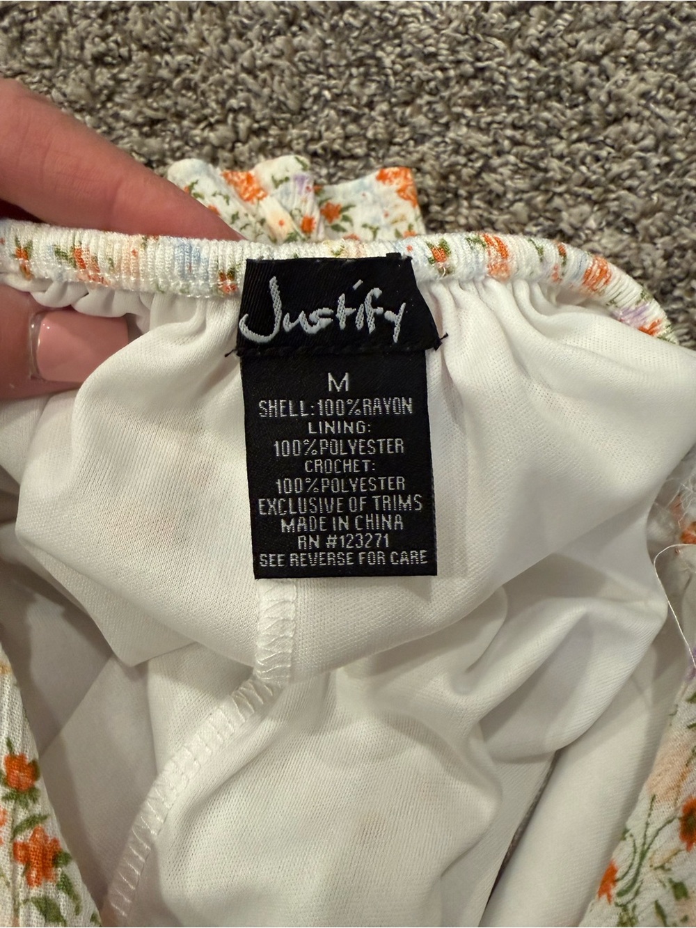 Justify Floral Mini Dress Womens Medium Boho Cottagecore Lace Tie Back - Picture 5 of 9